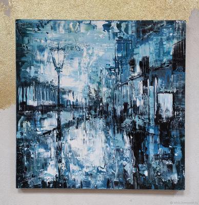 Голубая картина 60 на 60 см серая картины мастихином картина дождь в  интернет-магазине Ярмарка Мастеров по цене 21250 ₽ – OG1NMBY | Картины,  Санкт-Петербург - доставка по России