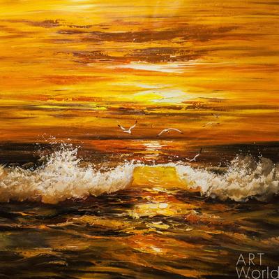 Картина маслом морской пейзаж.Картина с морем.Картина море,солнце,волны.Интерьерная  картина.Авторская картина.Картина ручная раб | AliExpress