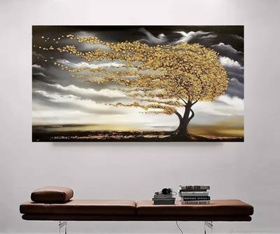 Интерьерная картина \"Пейзаж в технике Fluid Art\"/ Картина на холсте с  подрамником из дерева, 60х85 см - купить по низкой цене в интернет-магазине  OZON (1202050353)