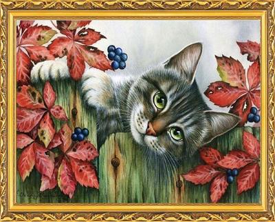 Картина маслом - Кошка на заборе | живопись на холсте современного  художника купить в Санкт-Петербурге