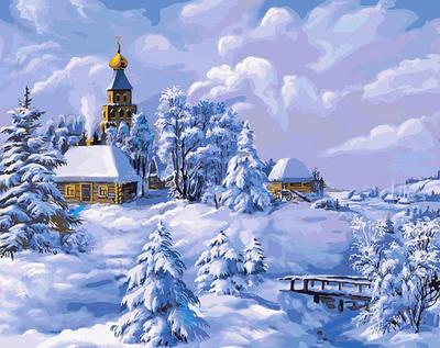 Купить картину Зима в деревне - Art Compass Club