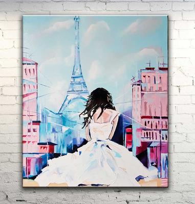 Фотообои \"Красочные улицы Парижа. Картина маслом\" - Арт. 080424 | Купить в  интернет-магазине Уютная стена