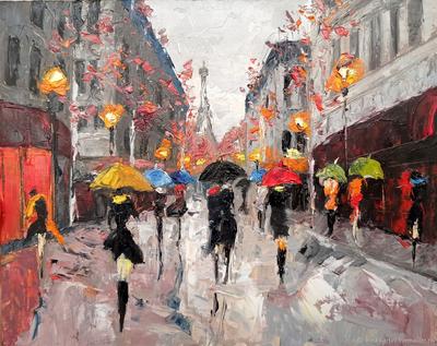 Картина маслом - взгляд улицы Парижа Иллюстрация штока - иллюстрации  насчитывающей париж, конспектов: 99300684