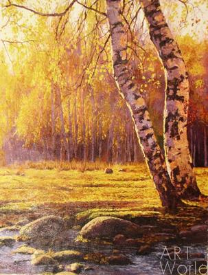 Картина Пейзажи природы маслом \"Осеннее золото берез\" N1 50x60 AR141202  купить в Москве