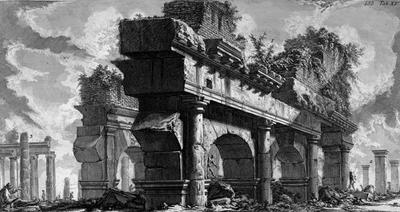 Гравюра Пиранези \"Вид на два ряда колонн храма Нептуна\" (Пиранези Джованни  Баттиста, 1778) — гравюры и репродукции на Grafika.ru