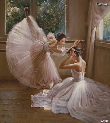 Рисунок на полотне - Две балерины - купить изображение маслом