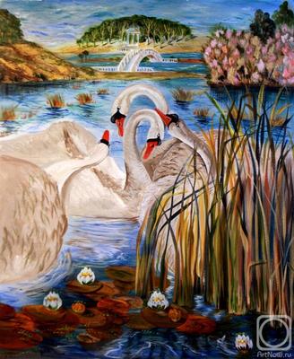 Картина с Лебедями» картина Кирилловой Юлии маслом на холсте — купить на  ArtNow.ru