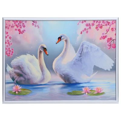 Картина в раме Simaland \"Лебеди в пруду с лилиями\" 53x73 см по цене 919  ₽/шт. купить в Саратове в интернет-магазине Леруа Мерлен