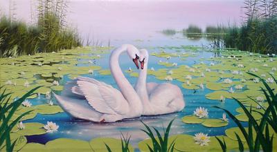 Купить картину Лебеди у озера - Art Compass Club