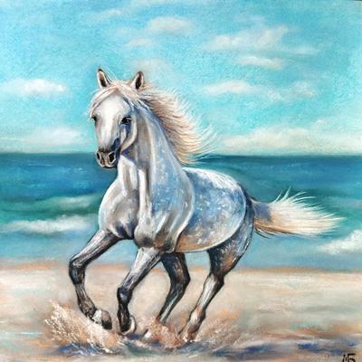 Картина маслом\"Белая лошадь\" купить в интернет-магазине Ярмарка Мастеров по  цене 30000 ₽ – ECJNTRU | Картины, Туапсе - доставка по России | Изображение  животного, Белая лошадь, Лошадь скульптура