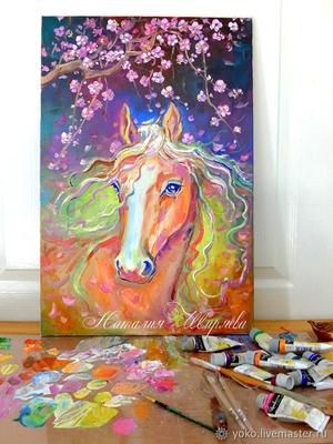 Репродукция картины «Лошади у крыльца» купить в интернет магазине недорого