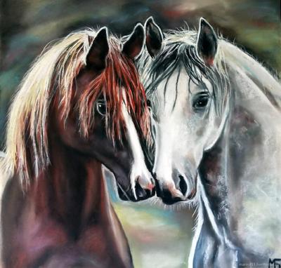 Картина с лошадьми \"Вместе навсегда\". Пара лошадей, лошади купить в  интернет-магазине Ярмарка Мастеров по цене 4400 ₽ – R2H36RU | Картины,  Самара - доставка по России