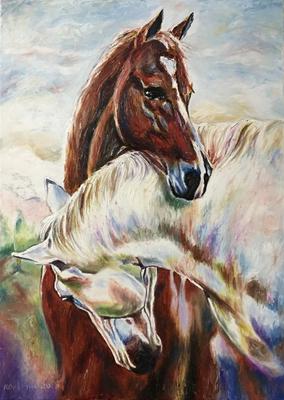Лошади у ручья — 91159 41х51 см / Купить картину по номерам Dimensions