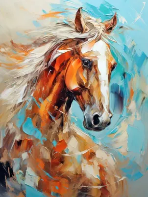 Репродукция картины \"Табун лошадей\". Картина маслом на холсте \"Табун лошадей \"