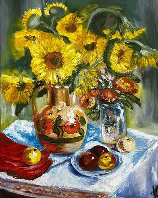 Картина живопись цветы в раме \"Украинские подсолнухи\", масло, холст, 50Х30  см. №1139208 - купить в Украине на Crafta.ua