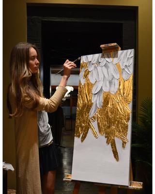 Интерьерная картина золотой поталью и текстурной пастой | Картины,  Абстрактные картины, Абстрактное