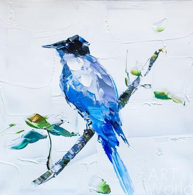 Картина Картина маслом \"Синяя птица счастья\", серия \"Птицы\" 30x30 JR151208  купить в Москве