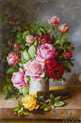 Картина Роза в вазе Масло 20 х 30 Натюрморт Цветок маслом • современные  художники