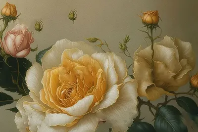 Картина Белые розы, купить картину маслом в СПб