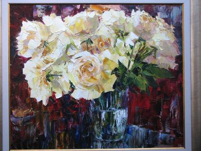 Картины Розы — Холст Mасло — Евгения Корнеева | Букет Розы Маслом
