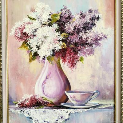 Картина Сирень в вазе маслом на холсте • современные художники