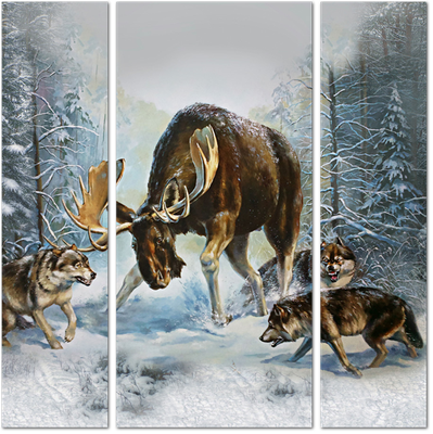 Картина на холсте 48х68 Волки - Картины животных купить, картина волка