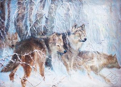 Картина с волками, пейзаж зимний лес, волки в лесу, масло на холсте в  интернет-магазине Ярмарка Мастеров по цене 25000 ₽ – H4X3FBY | Картины,  Ставрополь - доставка по России