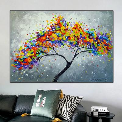 Картина маслом на холсте «Дерево счастья», абстрактная Настенная картина,  Современная Настенная картина для гостиной, домашний декор | AliExpress