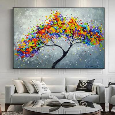 Картина маслом на холсте «Дерево счастья», абстрактная Настенная картина,  Современная Настенная картина для гостиной, домашний декор | AliExpress