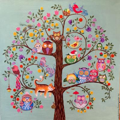 дерево счастья рисунок - Поиск в Google | Tree art, Art painting, Whimsical  art
