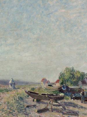 Репродукции Картин Море-сюр-Луан. Порт-де-Бургундия по Alfred Sisley  (1839-1899, France) | WahooArt.com