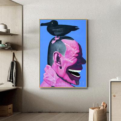 Китайские современные художники ручной работы, современные Смешные картины  Abstarct с большим ртом людей на холсте, имитация картин | AliExpress