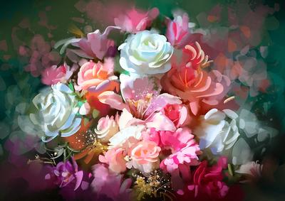 Букет цветов рисунок красками - 65 фото