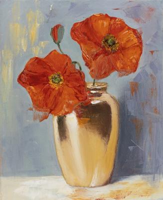 Натюрморт картина маслом полевые цветы в вазе мастихином