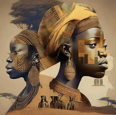 3д настенная картина по металлу, Африканская женщина в праздничных у..