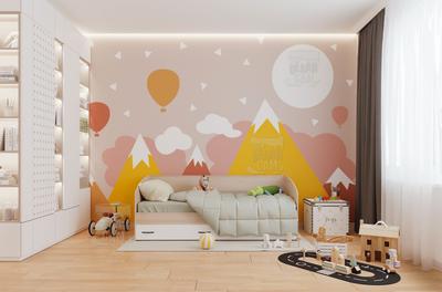 Нежный персик | Детская настенная роспись, Дизайн стены, Девчачьи комнаты