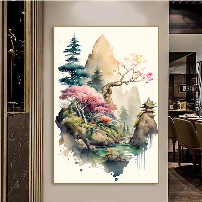 Пейзаж в японском стиле, настенная Картина на холсте, акварель,  эстетический плакат, печатные картины для современного домашнего интерьера,  Декор | AliExpress