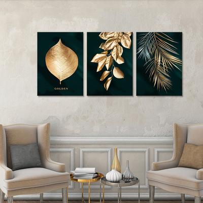 Картины - \"Абстракция - золотые листья (общий размер 30х60)\" - купить по  низкой цене в интернет-магазине OZON (797621039)