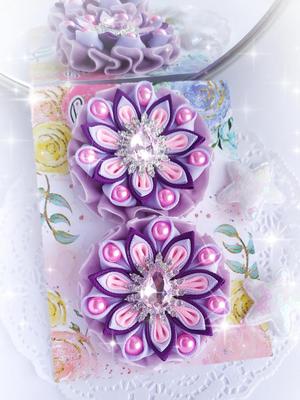 Заколки красивые цветочные 2 - ЛЦК4334 - Интернет handmade Магазин КАНЗАШИ  - всё для канзаши, купить атласные ленты оптом, фетр купить, заколки,  резинки, обручи, купить ленты для канзаши, картины по номерам