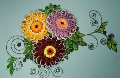 Картина в технике квиллинг \"Весна\" с бумажными цветами (декор для дома)  №591700 - купить в Украине на Crafta.ua