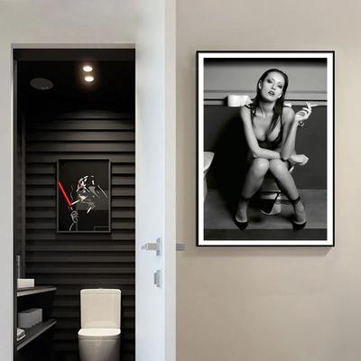 ZYGALLOP, Черно-Белая настенная Картина на холсте, сексуальная женщина,  курить в туалете, печать, плакат, туалет, бар, картины для украшения дома |  AliExpress