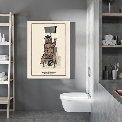 Забавное украшение для ванной комнаты и туалета, Картина на холсте, Постер  в ванну с животными, медведь, осьминог, пингвин, шимпанзе, ретро, Настенная  картина, искусство | AliExpress
