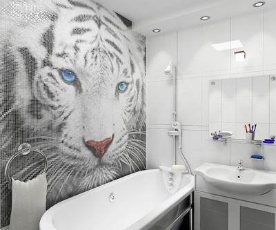 Светлая ванная комната (2,8 кв. м) в современном стиле - дизайн проект от  Сантехники-Онлайн