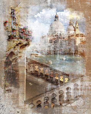 Городской пейзаж - \"Цветочная Венеция\" 50см х 70см холст/масло. Картина  Грохотовой Светланы