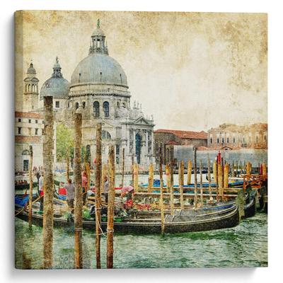 Репродукция картины \"Венеция и гондолы\". Картина маслом на холсте \"Венеция  и гондолы\"