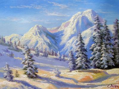 Картина маслом \"Красивые горы\" — В интерьер