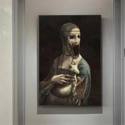 Страшные известные картины, плакаты, принты, страшная Картина на холсте  Мона Лиза, абстрактные настенные картины, подарки для друзей, украшение на  стену | AliExpress