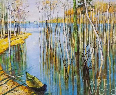 Картина Копия картины И. Левитана \"Весна. Большая вода\", худ. С. Камский  50x60 IL190603 купить в Москве