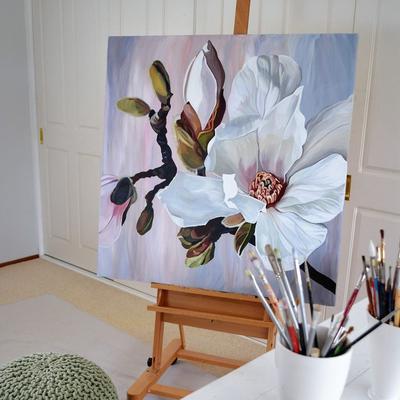 Рисование цветов акрилом - интерьерная живопись - Доброслава