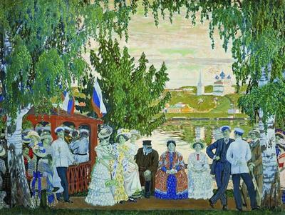 Картина \"На террасе\", Борис Кустодиев, 1906 год - описание